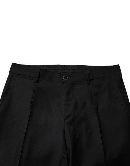 Dolce & Gabbana Black Wool Formal Men Slim Pants
