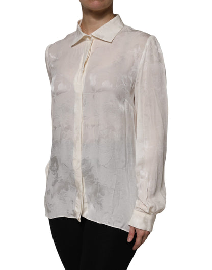 Dolce & Gabbana White Button Down Long Sleeves Blouse Top