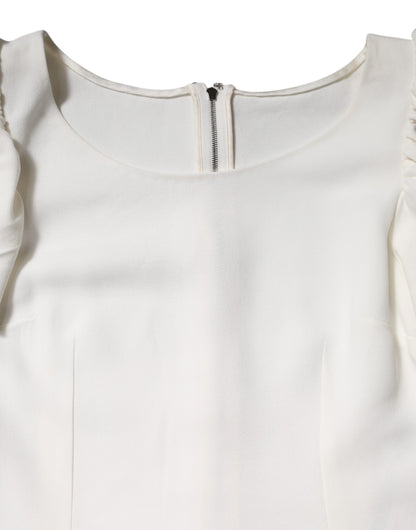 Dolce & Gabbana White Viscose Round Neck Short Sleeves Top