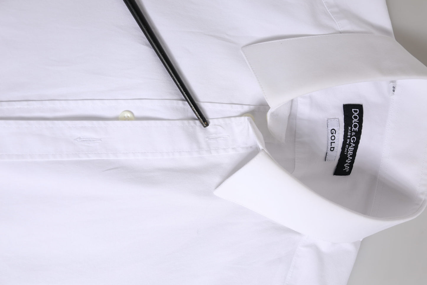 Dolce & Gabbana White Cotton GOLD Long Sleeve Men Dress Shirt