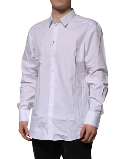 Dolce & Gabbana White Cotton GOLD Long Sleeves Dress Shirt