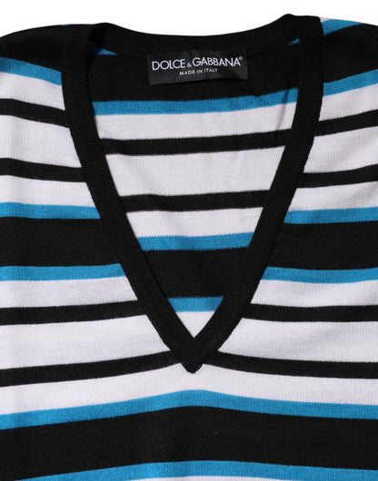 Dolce & Gabbana Multicolor Stripes Long Sleeves V-neck Top