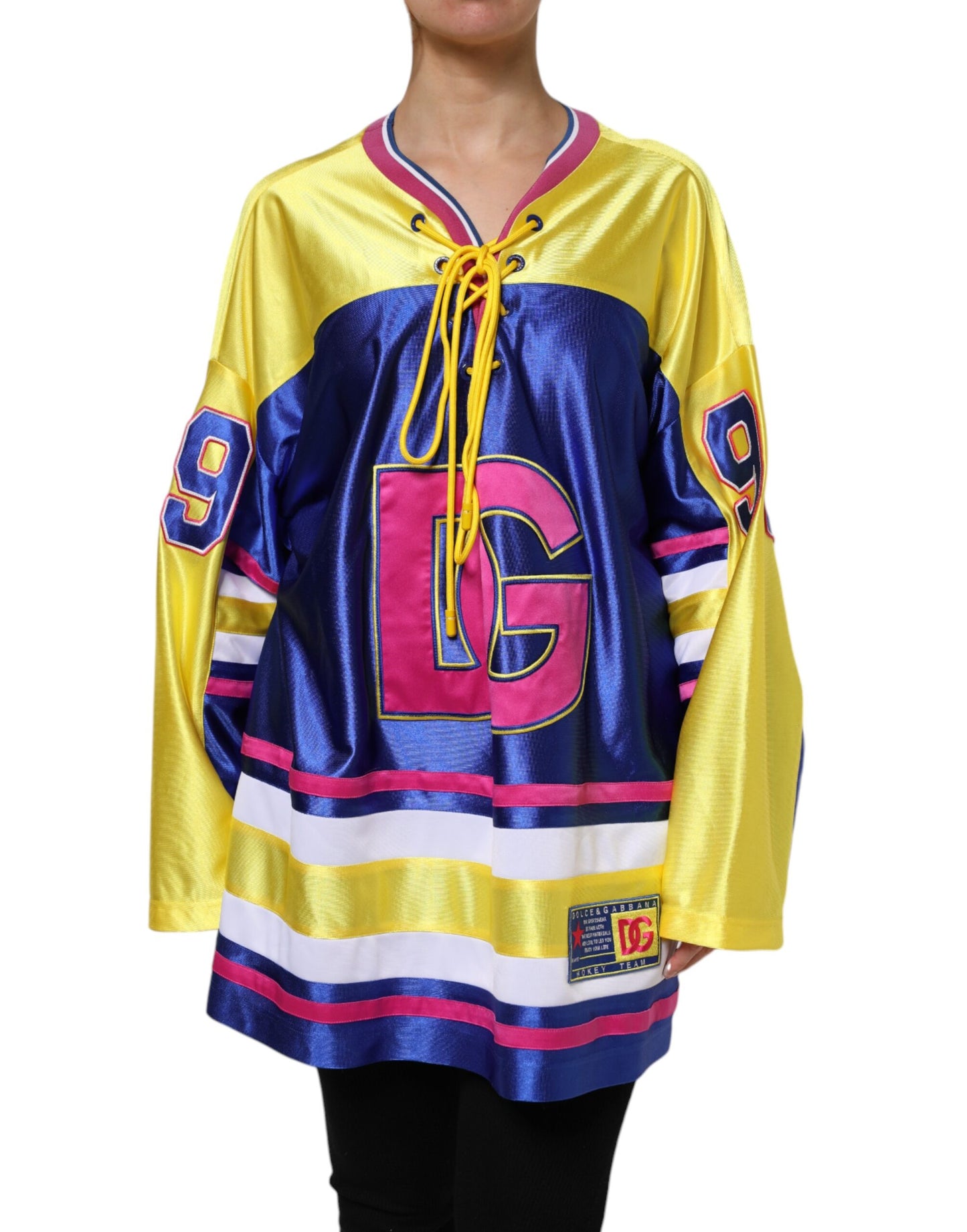 Dolce & Gabbana Multicolor Polyester Long Sleeves V-Neck Top