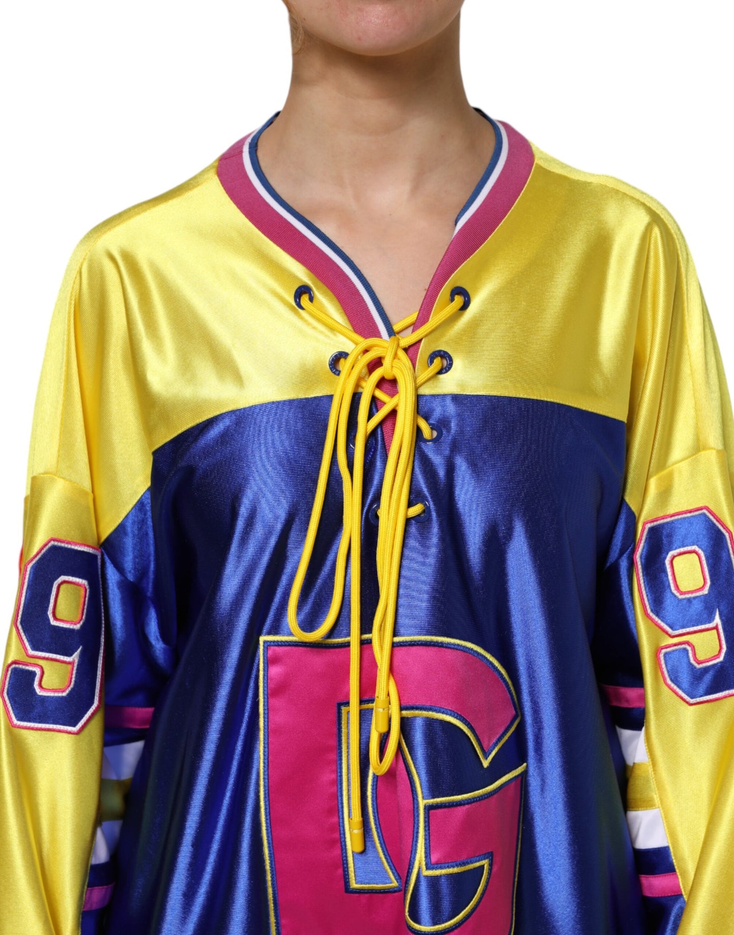 Dolce & Gabbana Multicolor Polyester Long Sleeves V-Neck Top