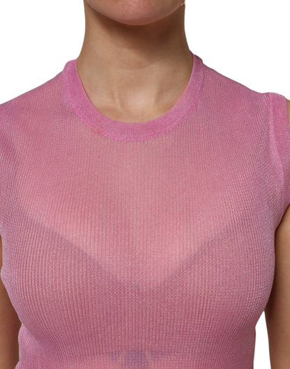 Dolce & Gabbana Pink Polyester Sleeveless Round Neck Tank Top