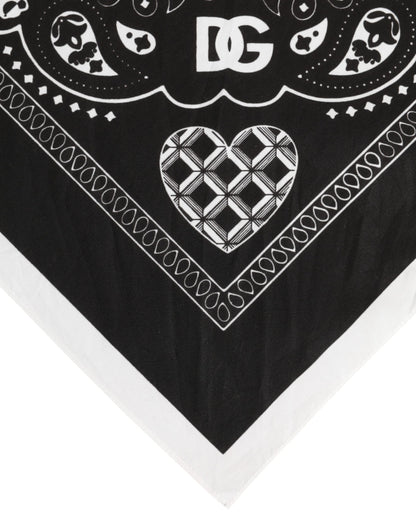 Dolce & Gabbana Black White Bandana Square Men Foulard Scarf