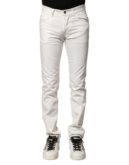 Dolce & Gabbana White Cotton Skinny Men Denim Jeans