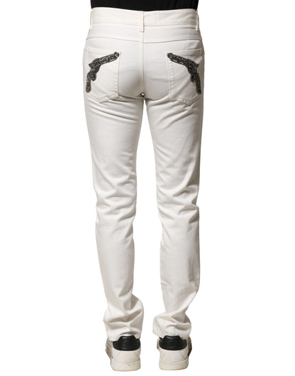 Dolce & Gabbana White Cotton Skinny Men Denim Jeans