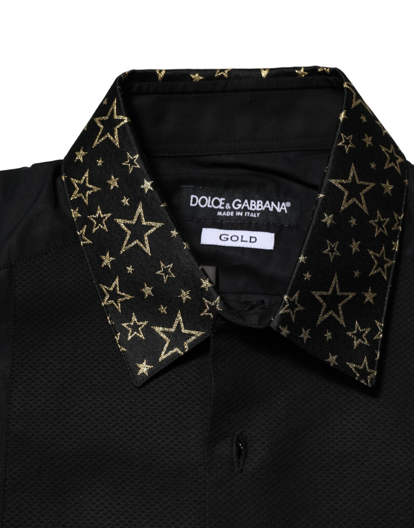 Dolce & Gabbana Black Cotton GOLD Long Sleeves Dress Shirt