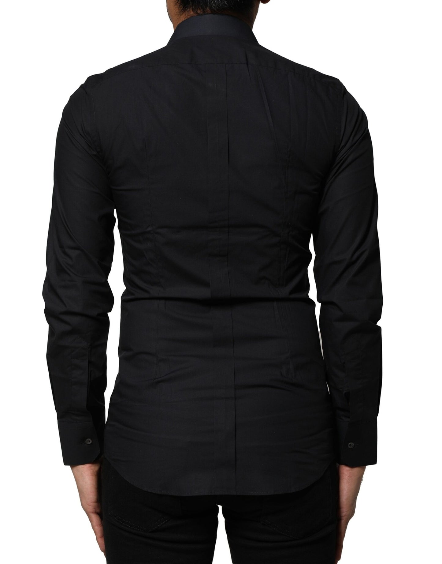 Dolce & Gabbana Black Cotton GOLD Long Sleeves Dress Shirt