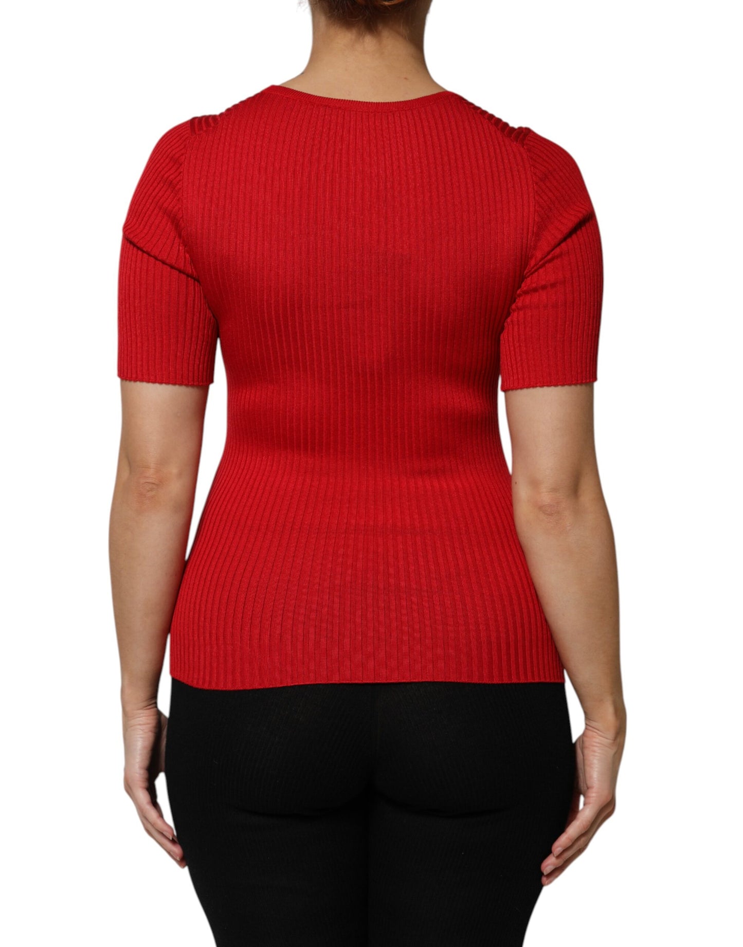 Dolce & Gabbana Red Round Neck Short Sleeves Pullover Top