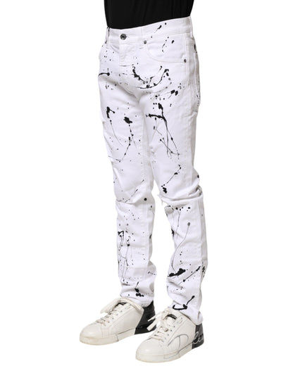 Dolce & Gabbana White ColorSplash Skinny Denim Jeans