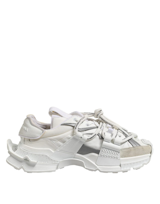 Dolce & Gabbana White Gray Low Top Space Sneakers Shoes