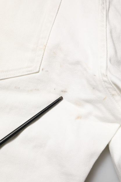 Dolce & Gabbana White Cotton Logo Plaque Slim Fit Denim Jeans