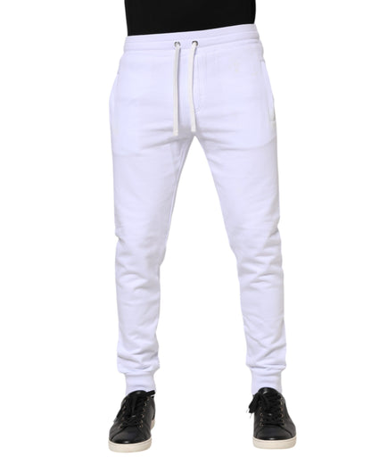 Dolce & Gabbana White Cotton Drawstring Jogger Pants