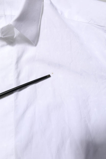 Dolce & Gabbana White Cotton GOLD Dress Formal Shirt