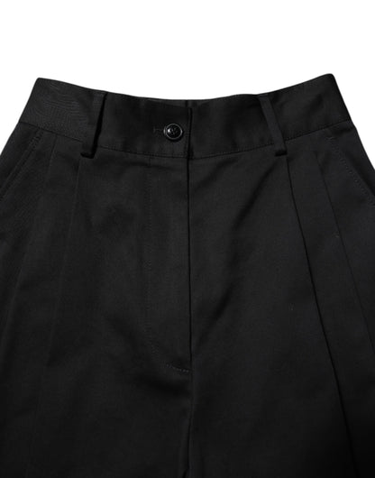 Dolce & Gabbana Black Cotton HighWaist Wide Leg Pants