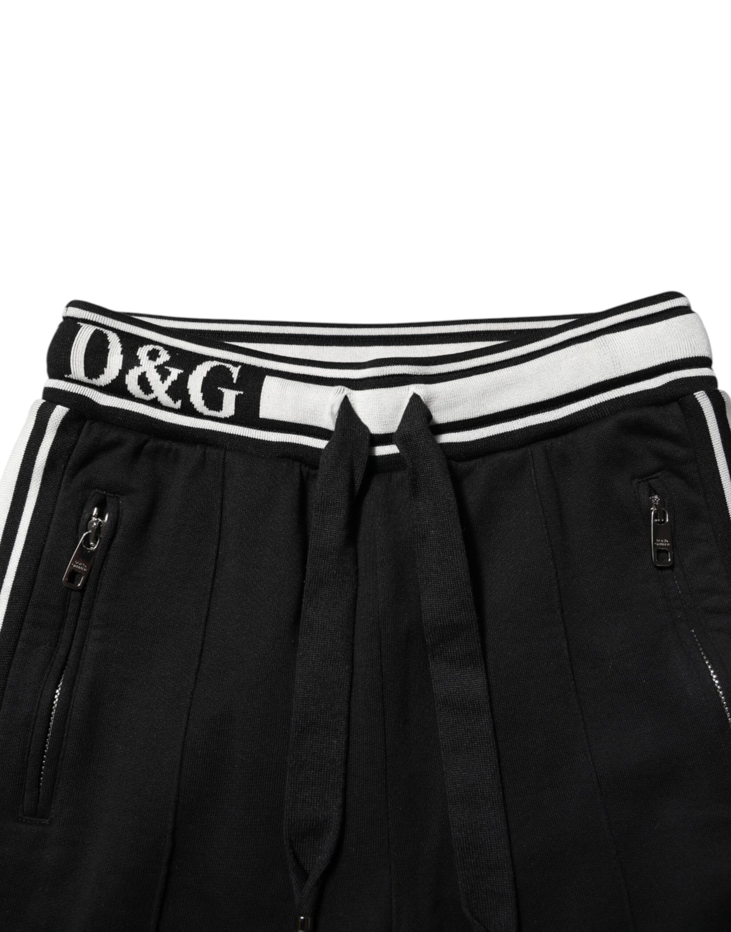 Dolce & Gabbana Black Cotton Jogger Logo Waist Pants