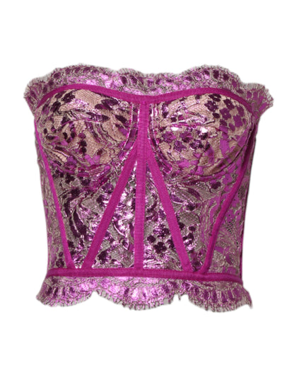 Dolce & Gabbana Pink Bustier Sleeveless Corset Blouse Top