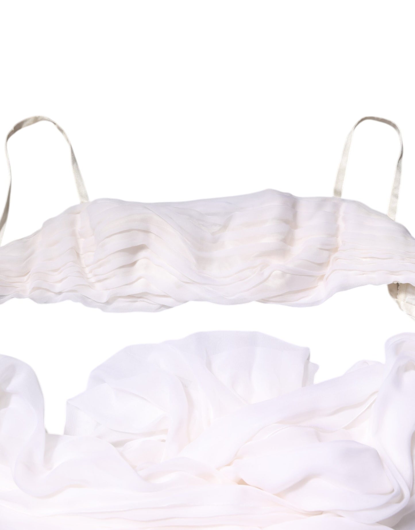 Dolce & Gabbana White Bustier Corset Cropped Chiffon Top