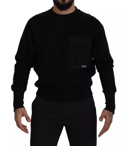 Dolce & Gabbana Black Cotton Crewneck Sweatshirt Sweater