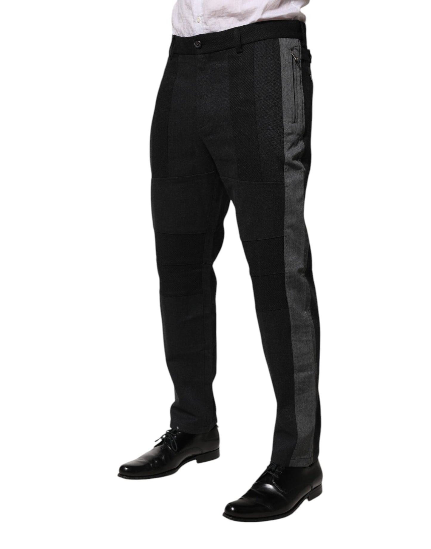 Dolce & Gabbana Black Gray Cotton Dress Formal Trouser Pants