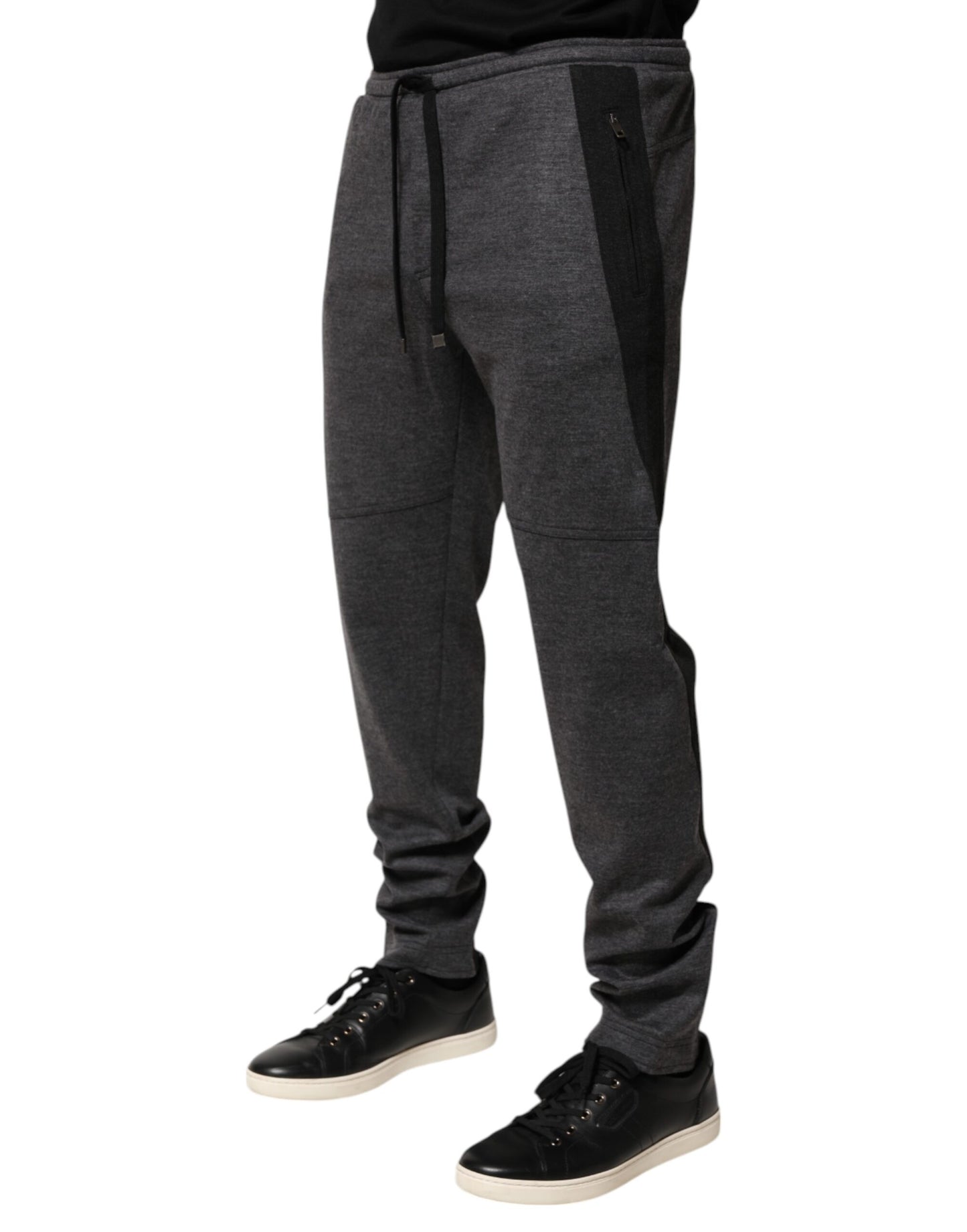 Dolce & Gabbana Gray Black Wool Blend Jogger Sweatpants  Pants