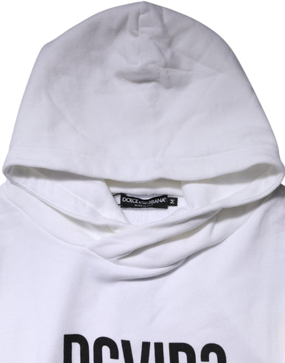 Dolce & Gabbana White DG Vib3 Hooded Men Sweatshirt Sweater