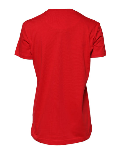 Dolce & Gabbana Red Crew Neck Short Sleeve Casual Tee T-shirt