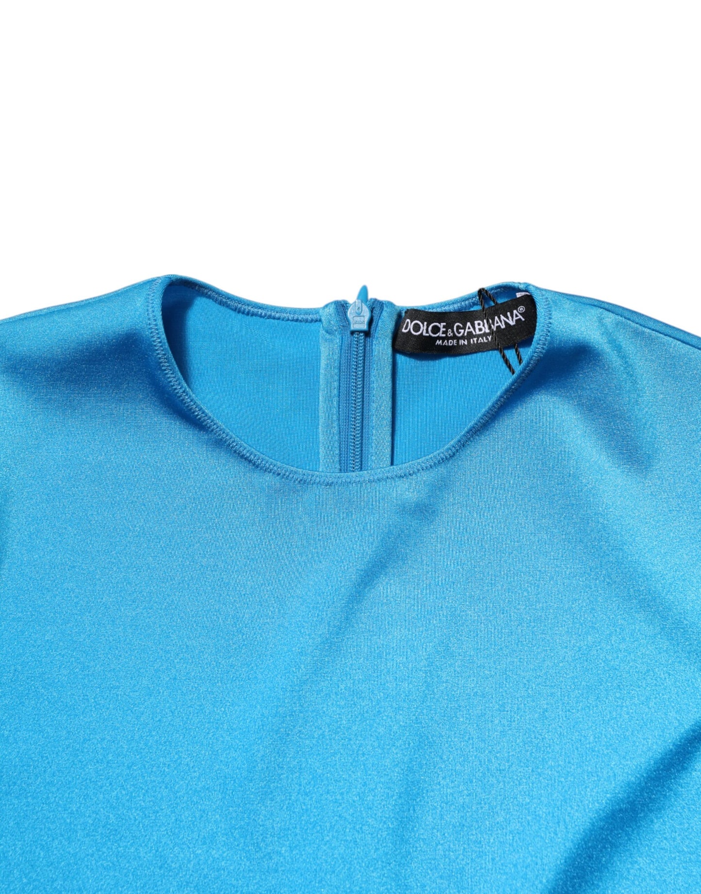 Dolce & Gabbana Blue Nylon Crew Neck Bodycon Jumpsuit Dress