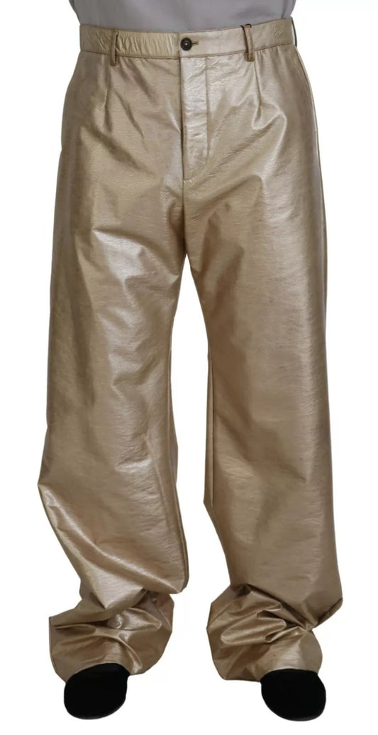 Dolce & Gabbana Metallic Gold Polyester StraightTrouser Pants