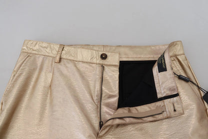 Dolce & Gabbana Metallic Gold Polyester StraightTrouser Pants
