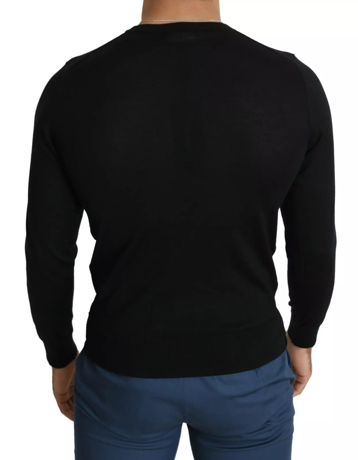Dolce & Gabbana Black Cashmere Crewneck Pullover Sweater