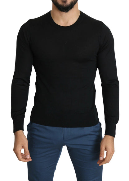 Dolce & Gabbana Black Cashmere Crewneck Pullover Sweater