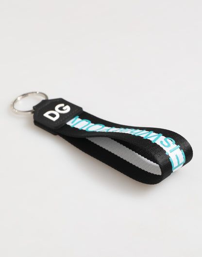 Dolce & Gabbana Multicolor Logo Polyester Brass Holder Keychain Keyring