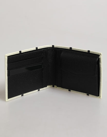 Dolce & Gabbana White Leather DG Crown Royals Bifold Card Holder Wallet