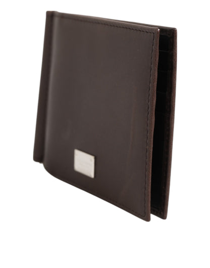 Dolce & Gabbana Brown Leather DG Logo Engrave Bifold Card Holder Wallet