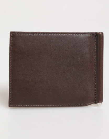Dolce & Gabbana Brown Leather DG Logo Engrave Bifold Card Holder Wallet