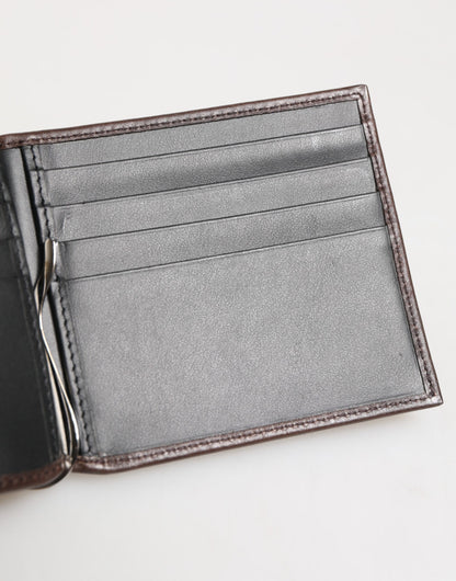 Dolce & Gabbana Brown Leather DG Logo Engrave Bifold Card Holder Wallet