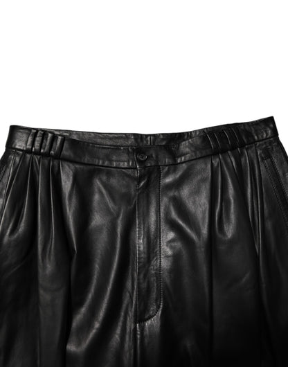 Dolce & Gabbana Black Lamb Leather Trousers Men Pants