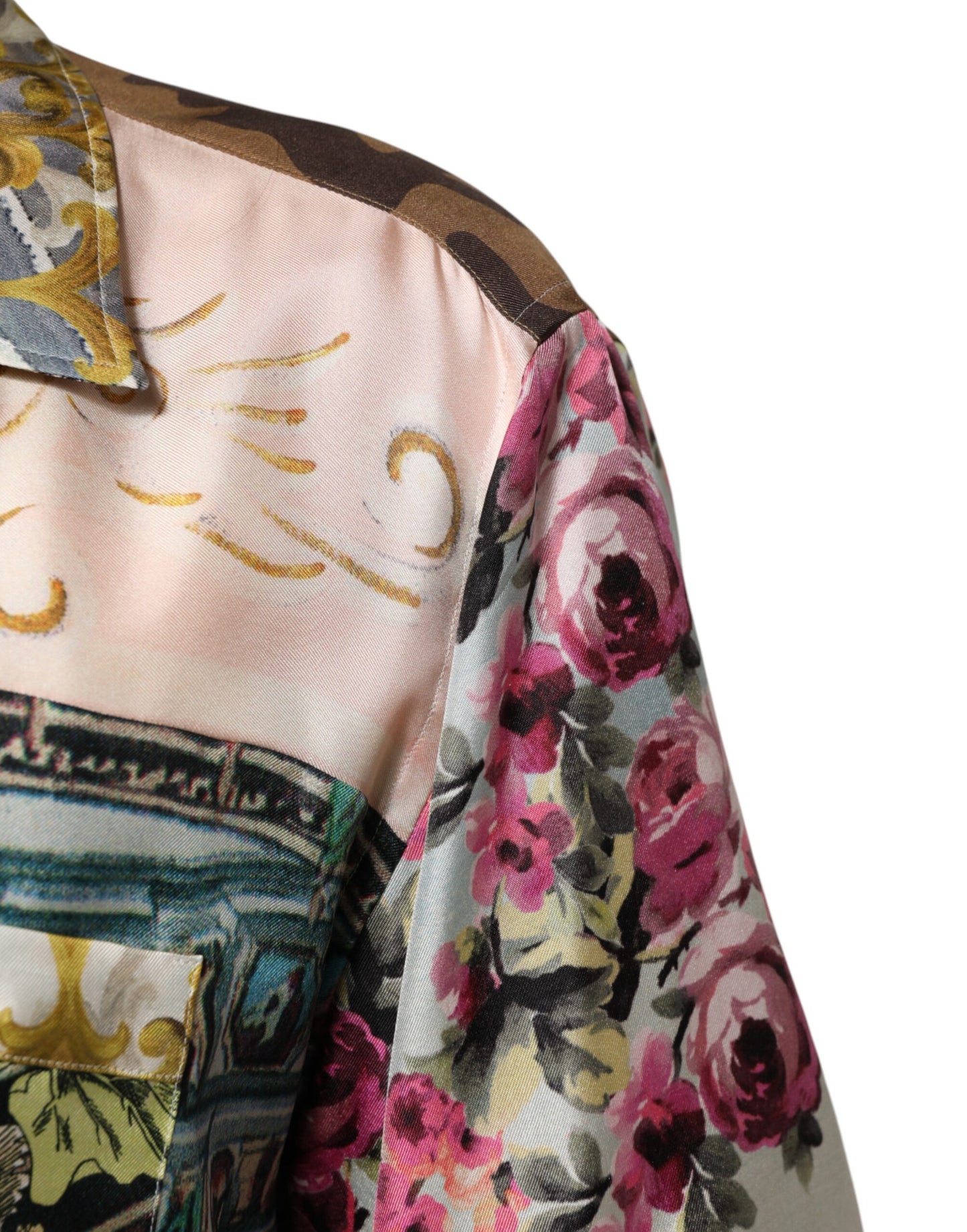 Dolce & Gabbana Multicolor Silk Opera Print Men Casual Shirt