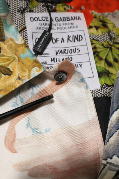 Dolce & Gabbana Multicolor Silk Opera Print Men Casual Shirt