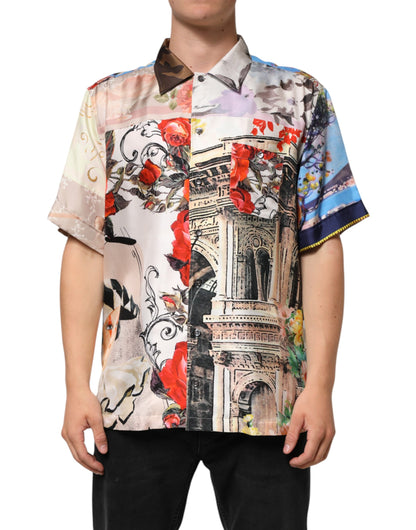 Dolce & Gabbana Multicolor Printed Casual Short Sleeve Shirt