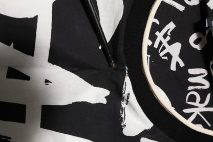 Dolce & Gabbana Black White Cotton Oversized Graffiti T-shirt