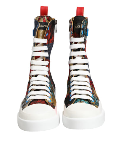 Dolce & Gabbana Multicolor Patchwork High Top Sneakers Shoes