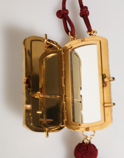 Dolce & Gabbana White Resin Gold Metal Crossbody Mini Purse Tassel Bag