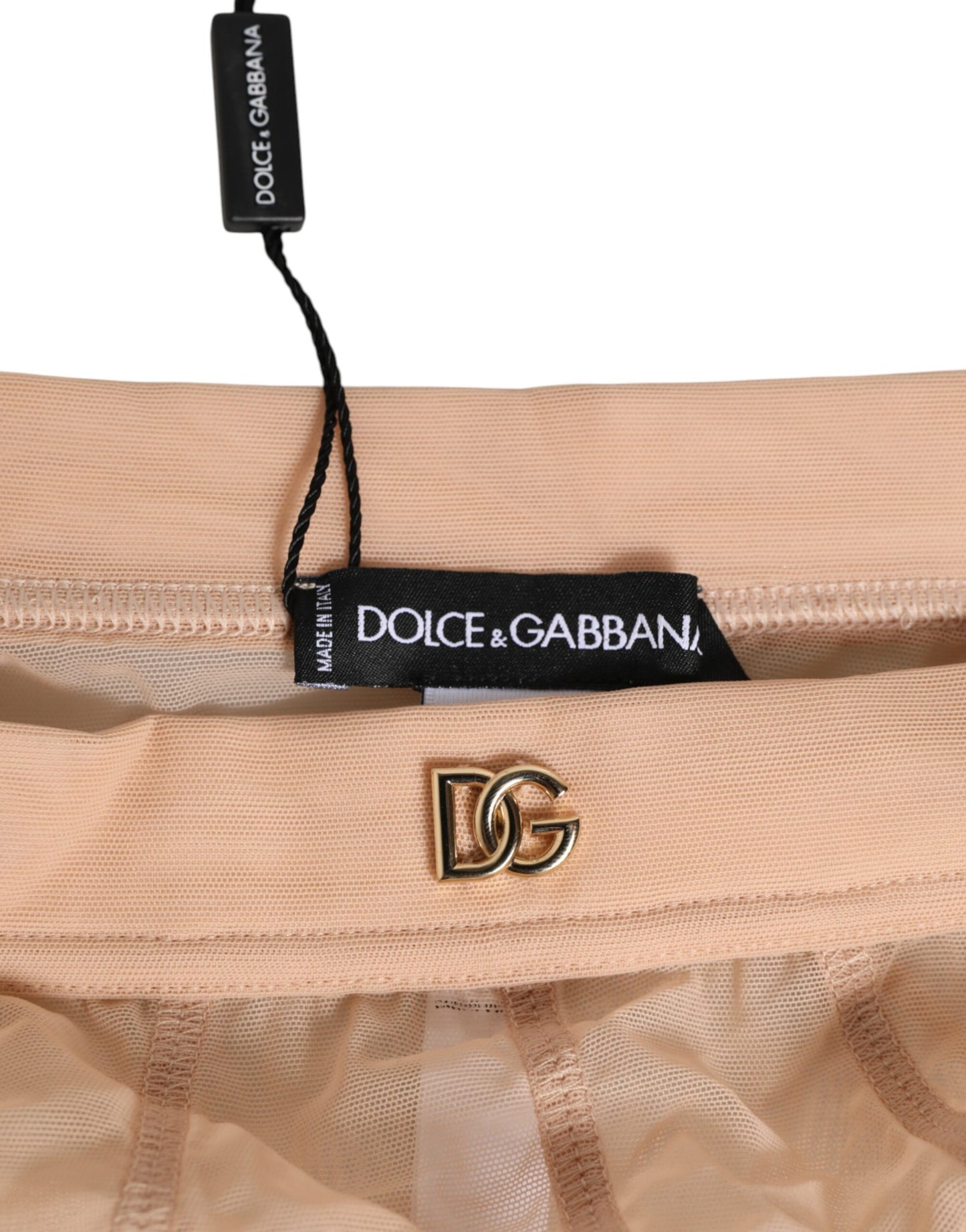 Dolce & Gabbana Beige Sheer Mesh High Waist Panty Underwear