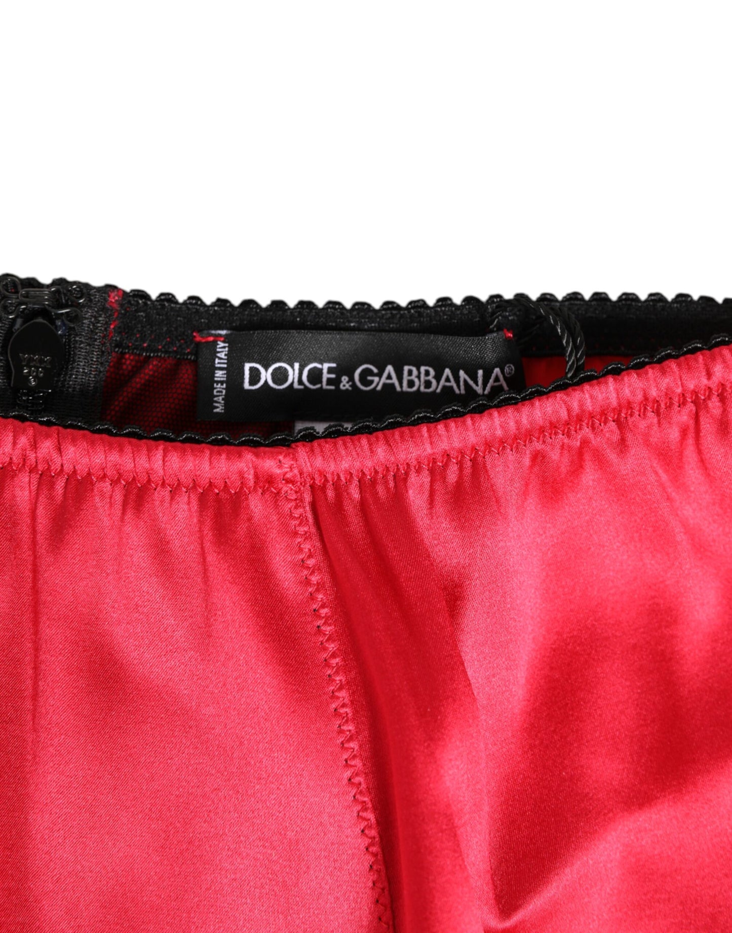 Dolce & Gabbana Red Silk Satin High-Waist Briefs Underwear