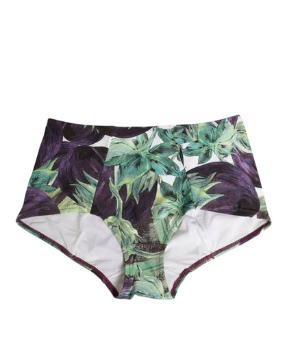 Dolce & Gabbana Eggplant Print High-Waist Briefs Underwear