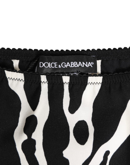 Dolce & Gabbana Black White Zebra Print Slip Briefs Underwear